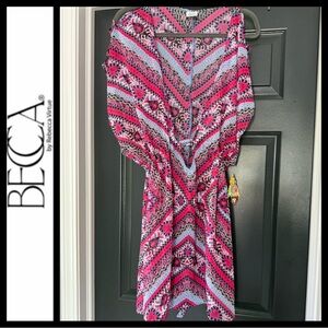 NWT Becca by Rebecca Virtue Plus Pink and Blue Chiffon Swim Cover